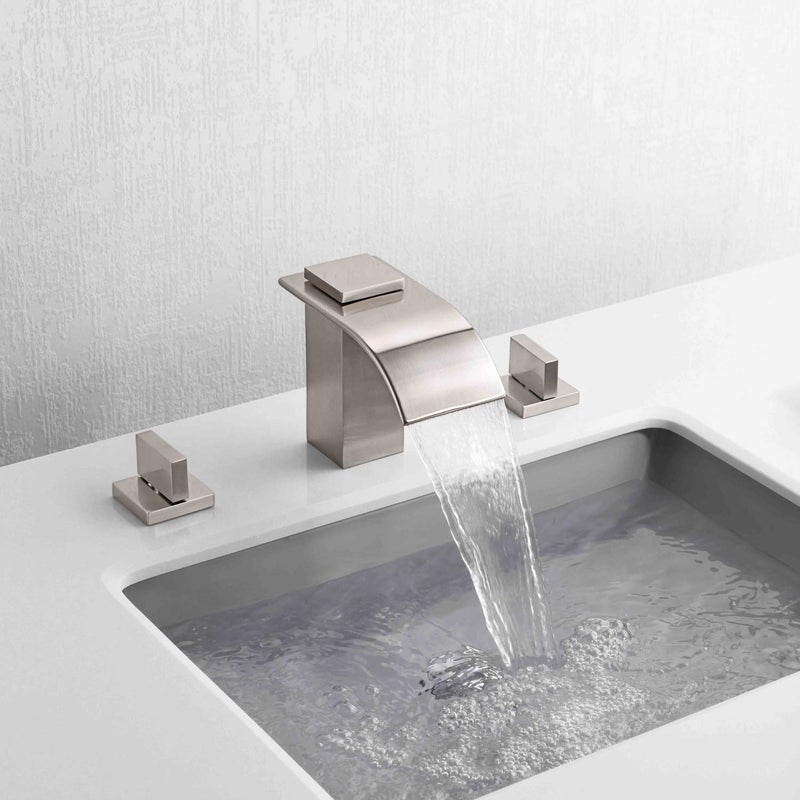 sumerain Waterfall Widespread Bathroom Faucet Brushed Nickel, 3 Hole 8 Inch Vanity Faucet sumerain - Image 3